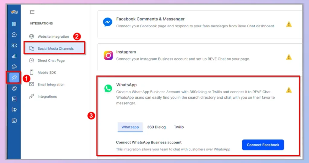 Step 1: Open the WhatsApp integration page