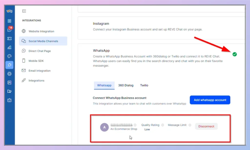 Step 7: Confirm the connection in REVE Chat