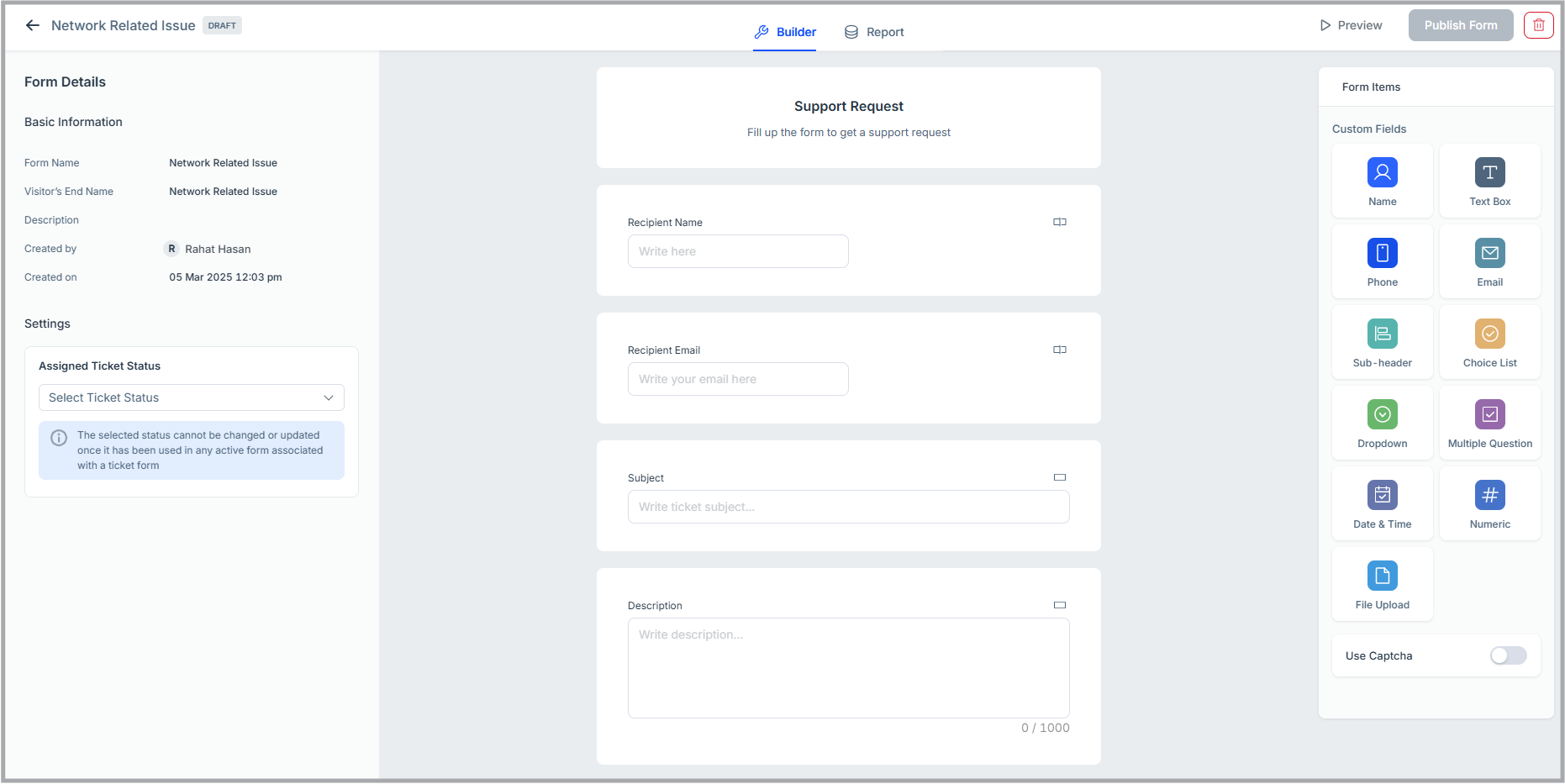 Ticket Forms | REVE Chat