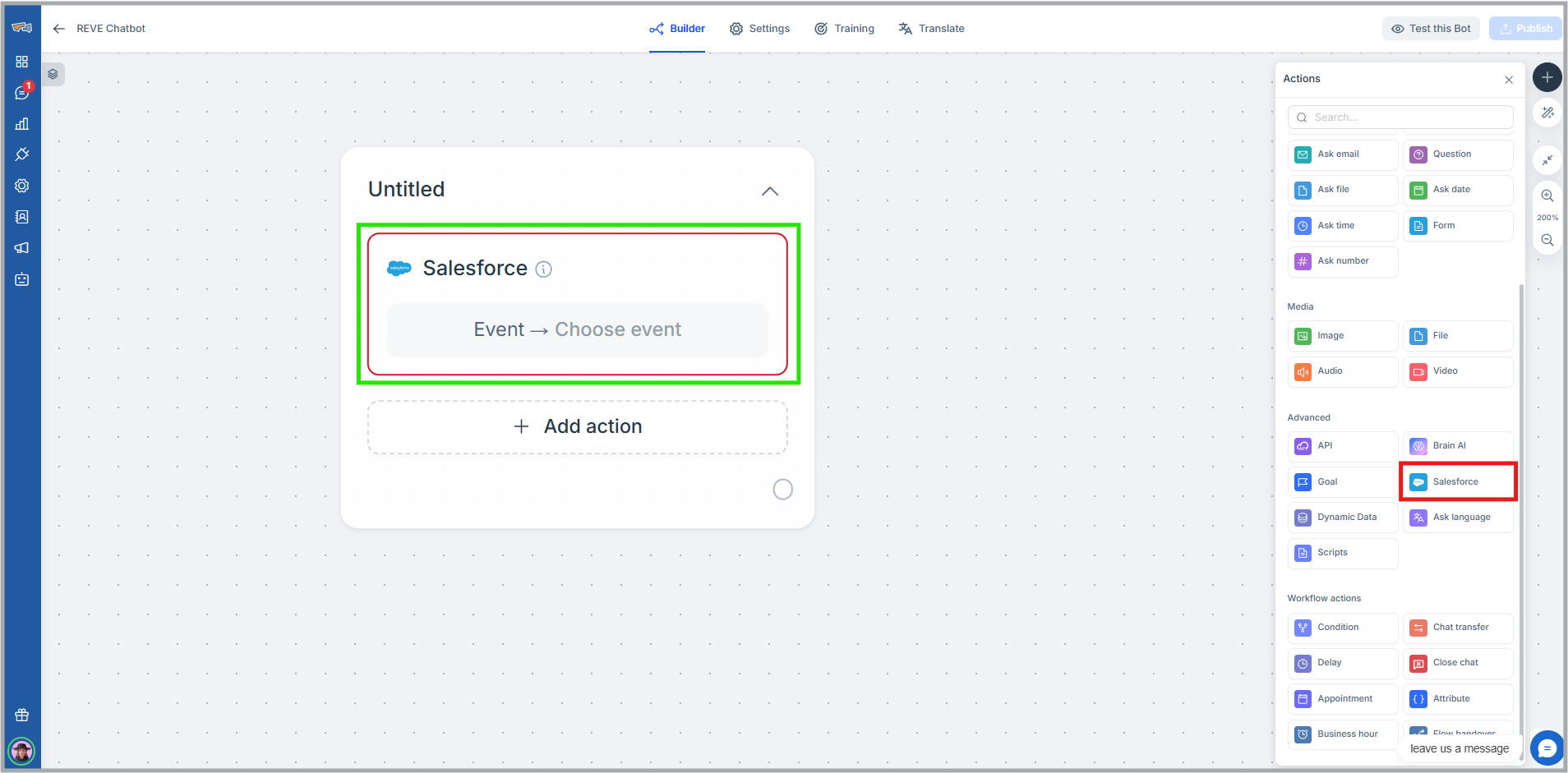 Salesforce Bot Action Manual | REVE Chat