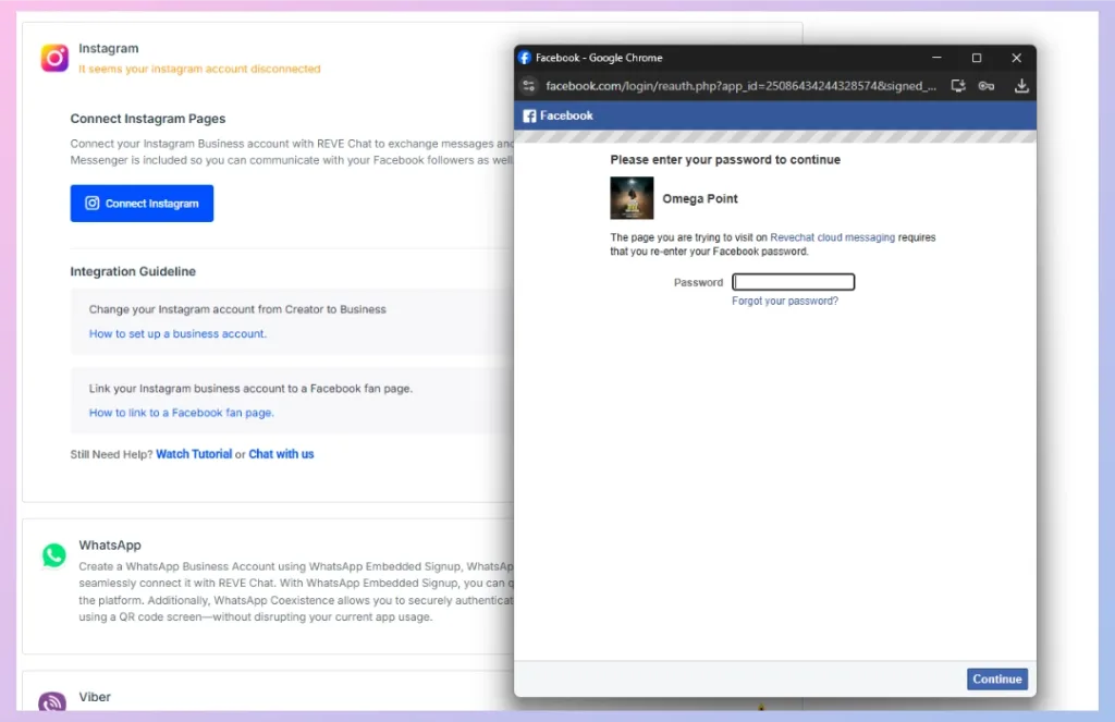 Confirm the Facebook account