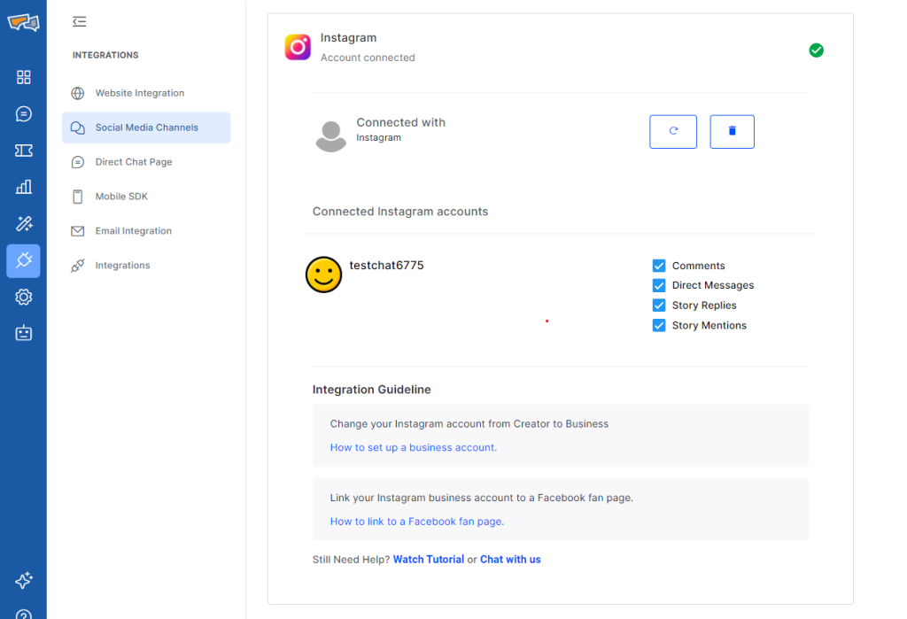 Instagram Integration with REVE Chat