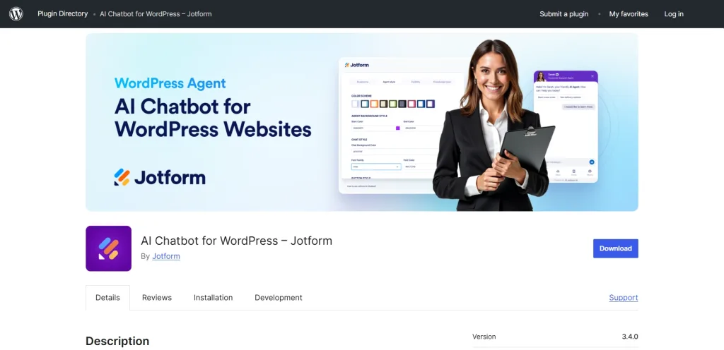 Jotform WordPress Chatbot Plugin