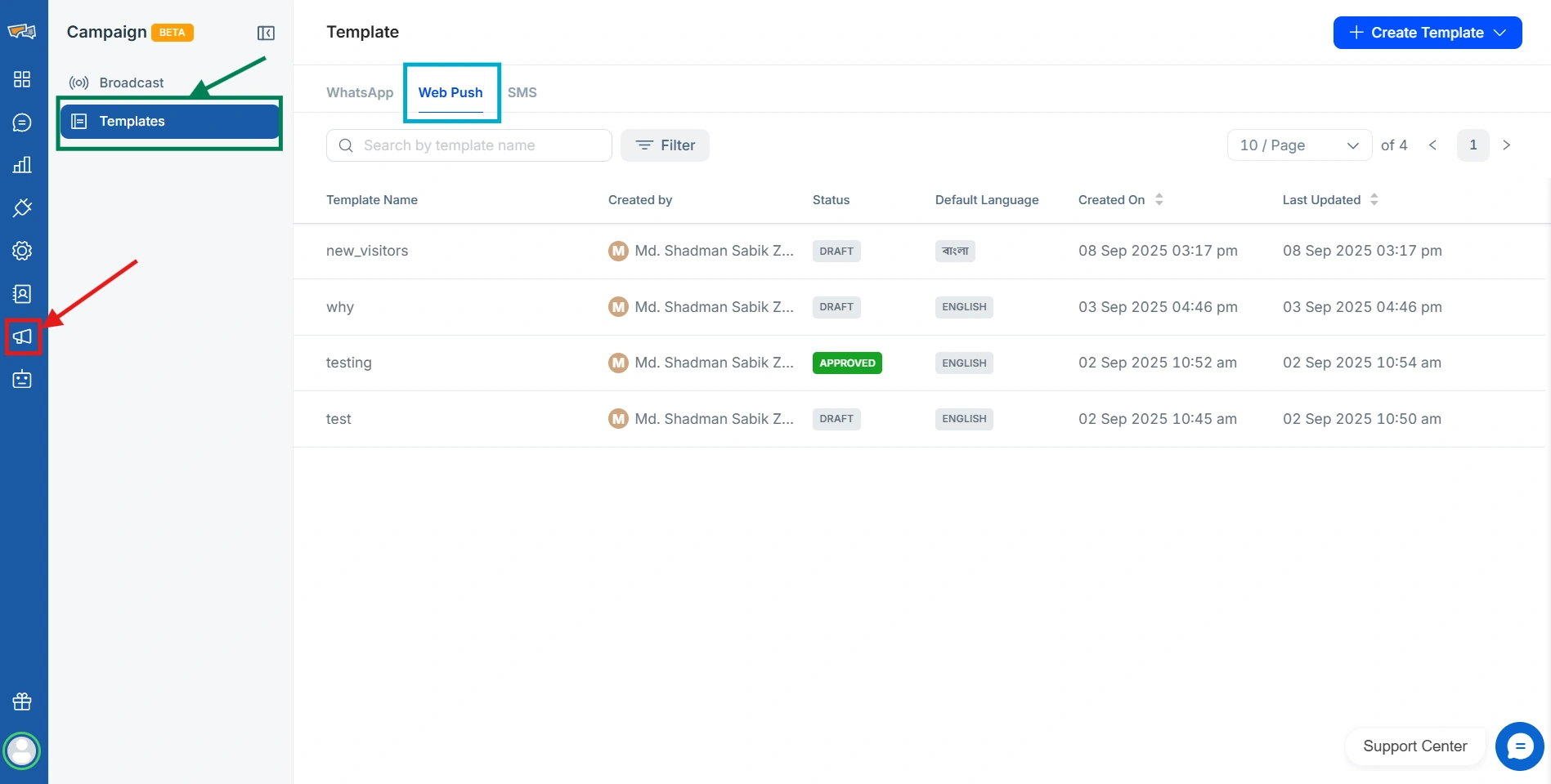 REVE Chat Web Push Templates