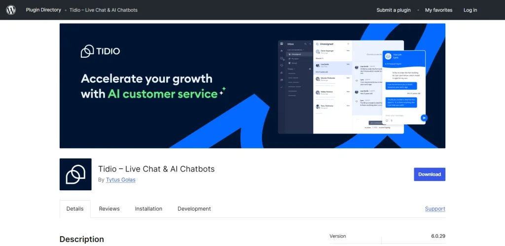 Tidio WordPress Chatbot Plugin