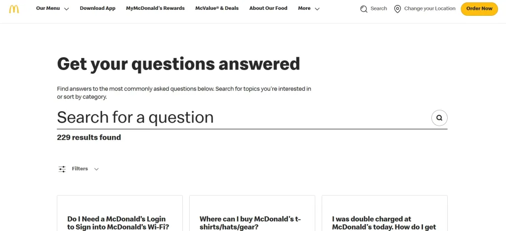 McDonald's FAQ Page