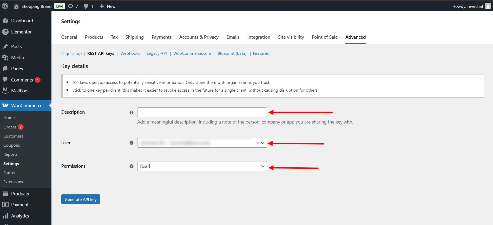 WooCommerce REST API details