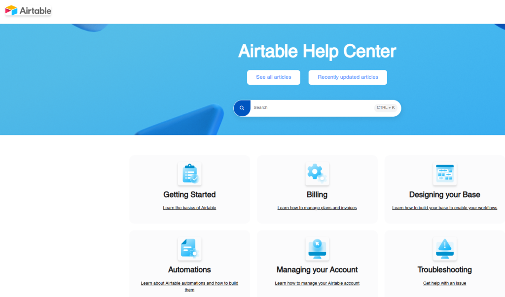 Airtable faq page example