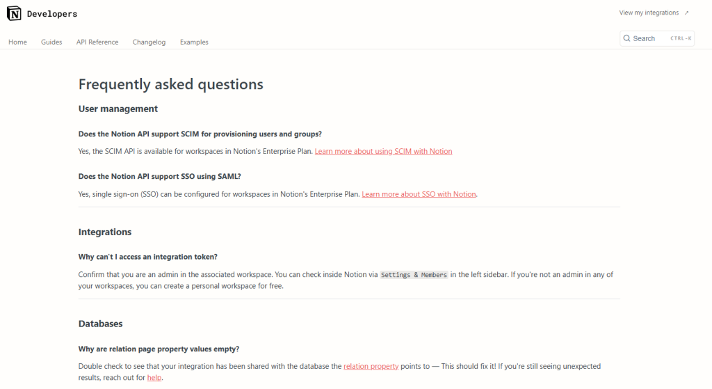 Notion faq page example