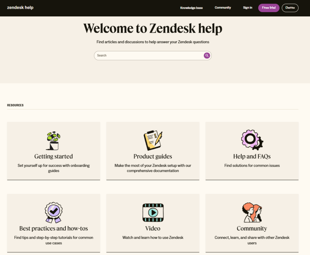 Zendesk faq page example