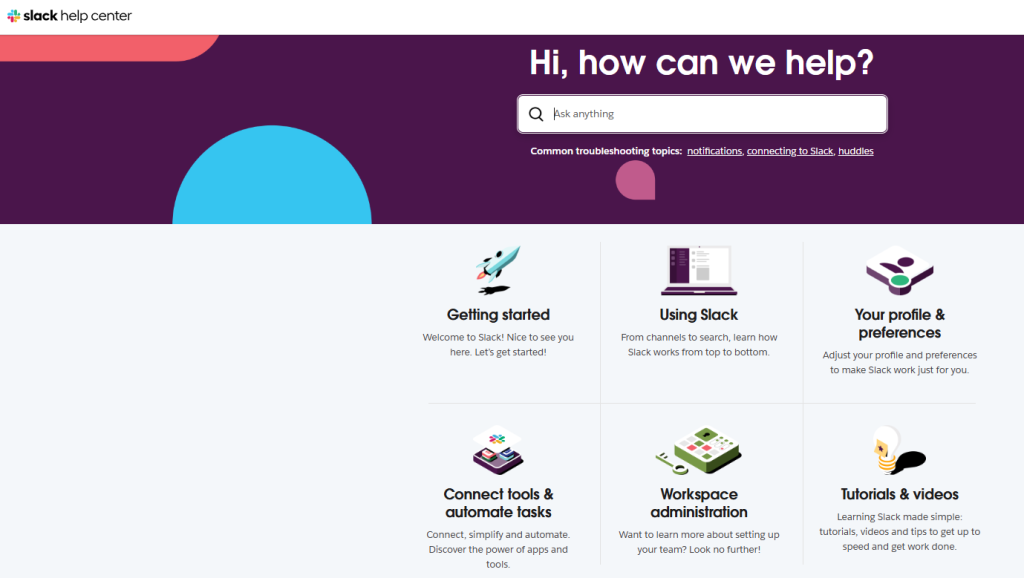 Slack faq page example