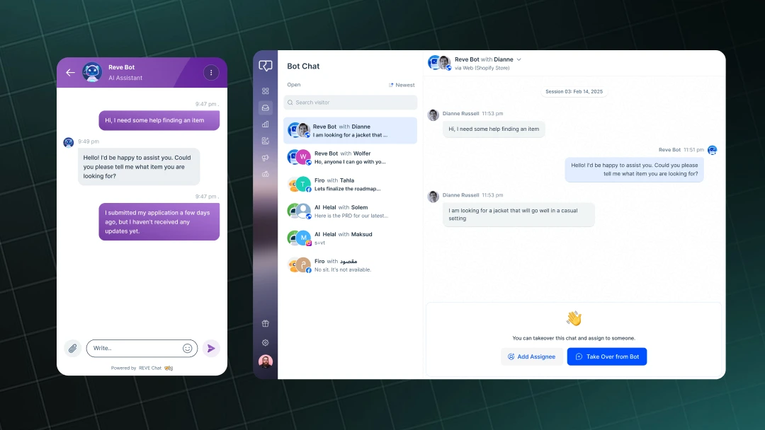 AI Chatbot and Seamless Handover REVE Chat