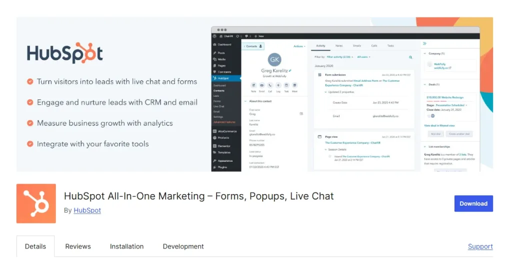 HubSpot WordPress Chatbot Plugin
