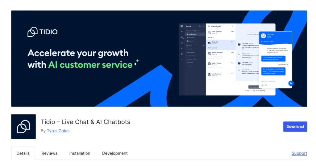 Tidio WordPress Chatbot Plugin