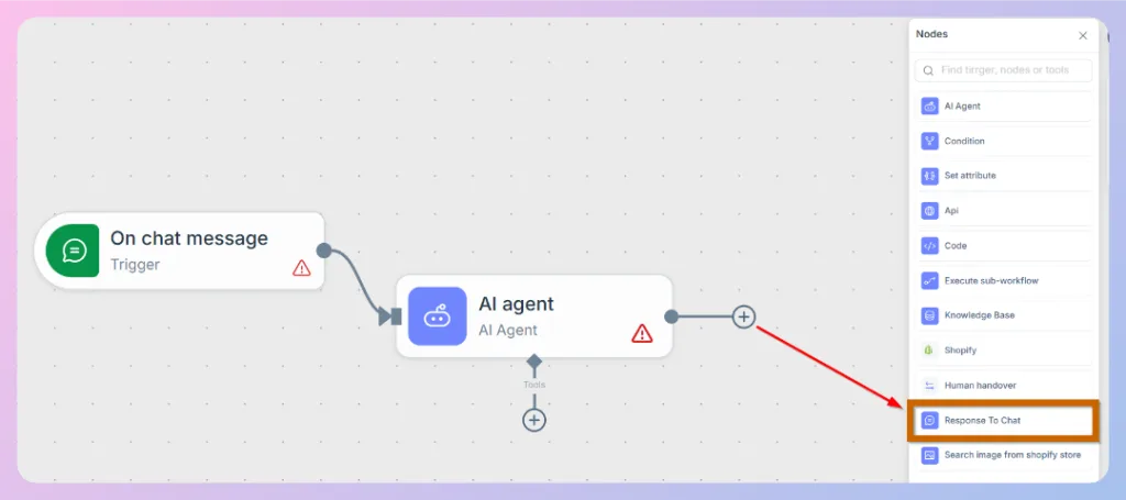 Add a Response To Chat node