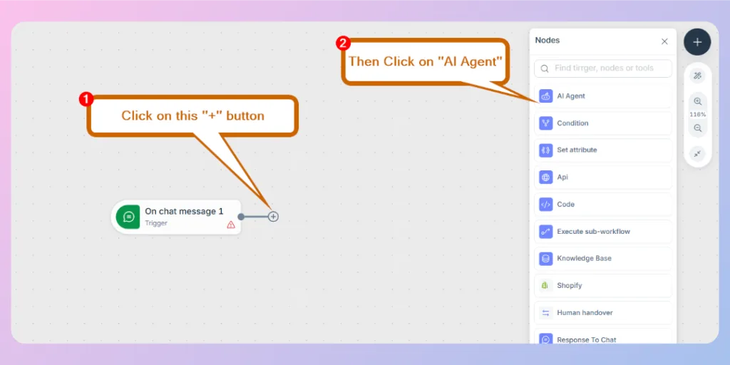 Add the AI Agent node