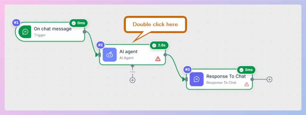 Click on Ai Agent to Configure the AI Agent input