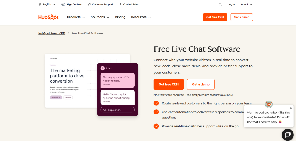 HubSpot Live Chat