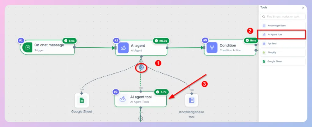 Add a new AI Agent tool under the primary AI Agent