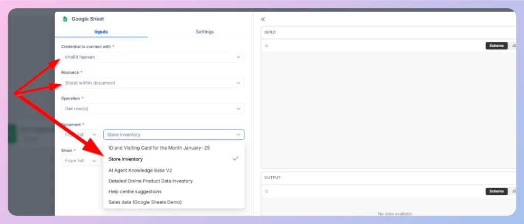 How to Connect Google Sheets in AI Agent