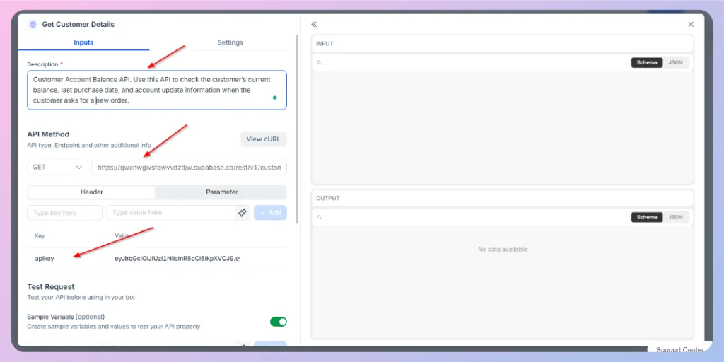 Open the API Tool configuration