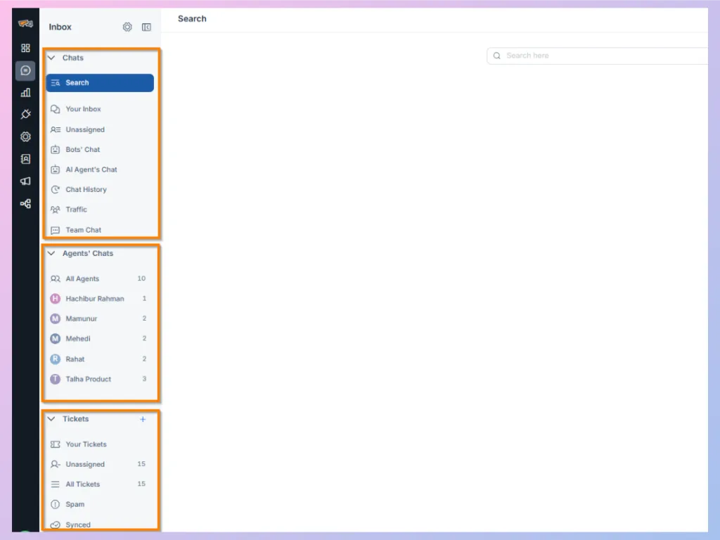 Live Chat Inbox