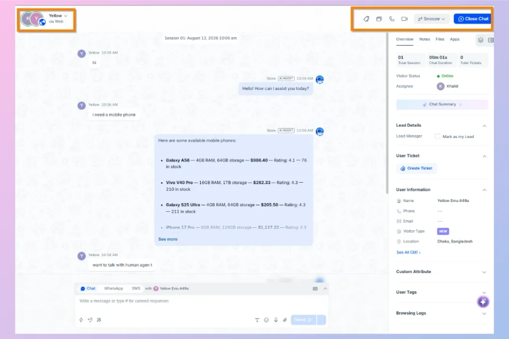 REVE Chat Chat Session